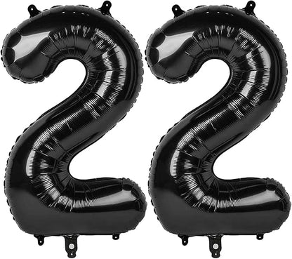 22 Balloon - Black Birthday Number Balloons, 40 Inch Decorations Men Women | by ALPHADELTAPI