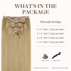 GOO GOO Clip in Hair Extensions Real Human Hair, Remy Human Hair Extensions Clip ins for Women, Natural Human Hair, 14inch 120g 7Pcs, 7 Bronde