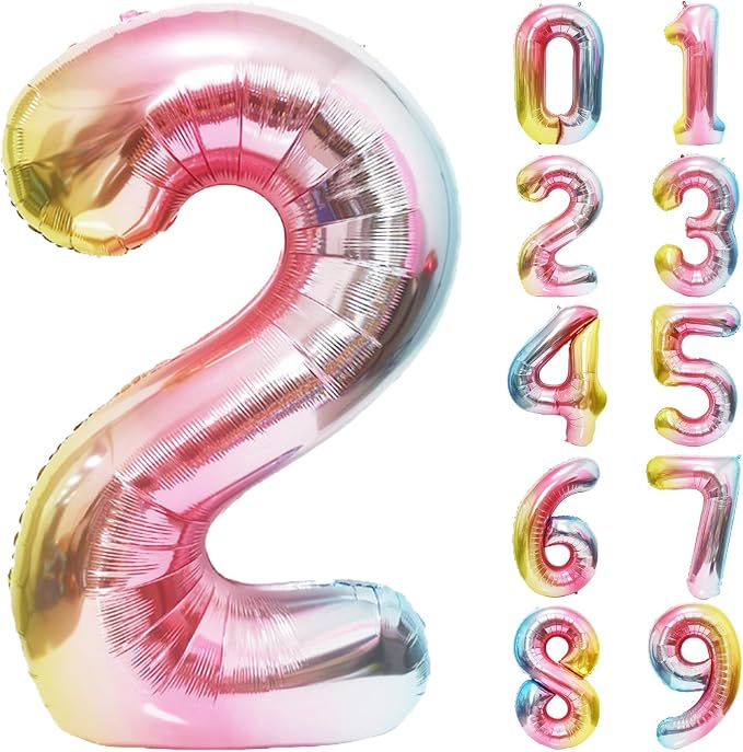 Rainbow Number Balloons Birthday Balloons by United-UnicornsParty