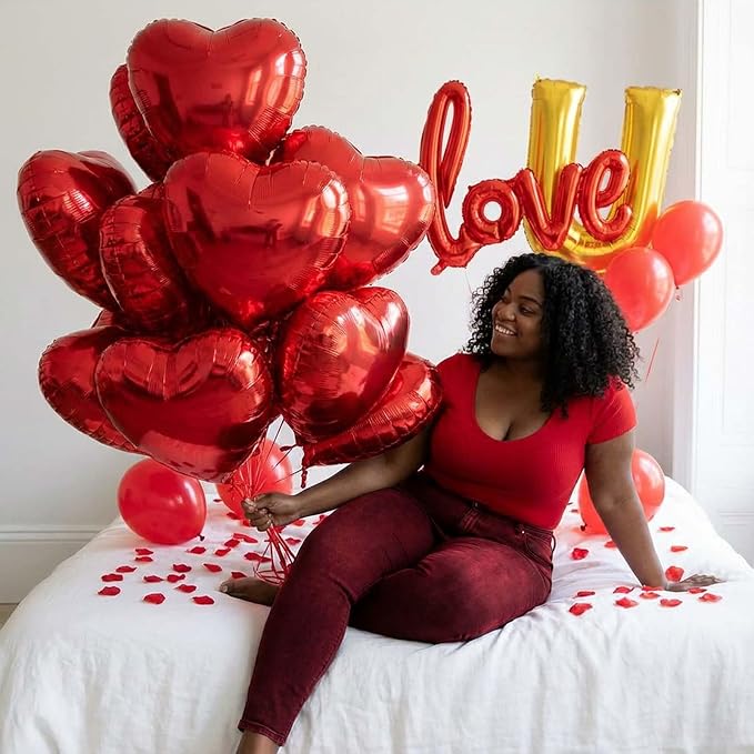 I Love You Balloons for Him/Her Balloons Red gold romantic balloon kit - Image 5