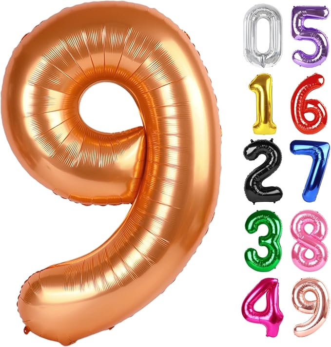 Orange Number 9 Balloon 40 Inch, 9th Birthday Party Decorations Men Women | by IWERP