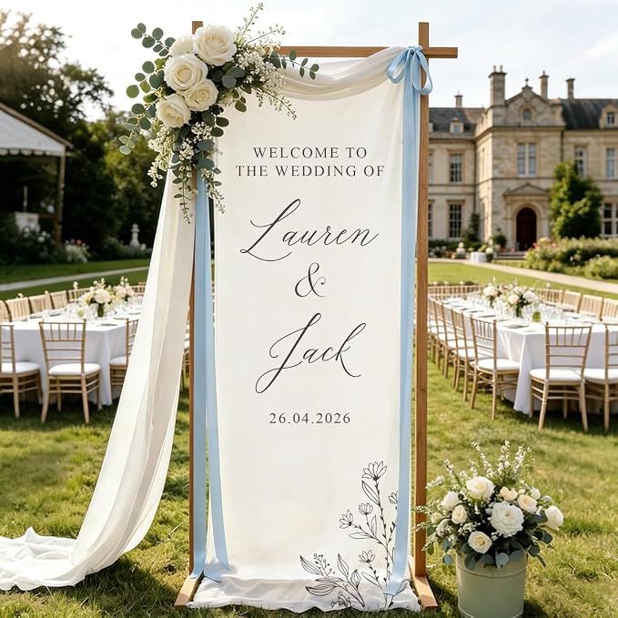Personalized Fabric Wedding Welcome Sign, Linen Wedding Welcome Sign Cotton by Custom