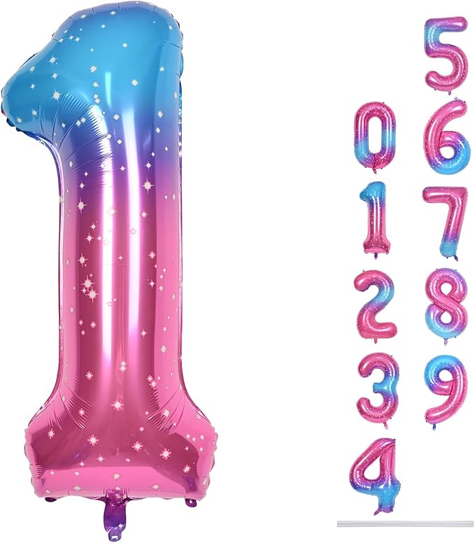 40 Inch Gradient Rainbow Number 1 Balloon by Lingqiang
