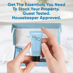 H2O Therapy Amenity & Accessory Kit | 0.85 oz Travel Size Shampoo, Conditioner, Lotion, Body Wash, Massage Bar, Cleansing Bar, Shave & Dental Sets, Make-Up Remover Wipes, & Vanity Kit | 15 sets/case