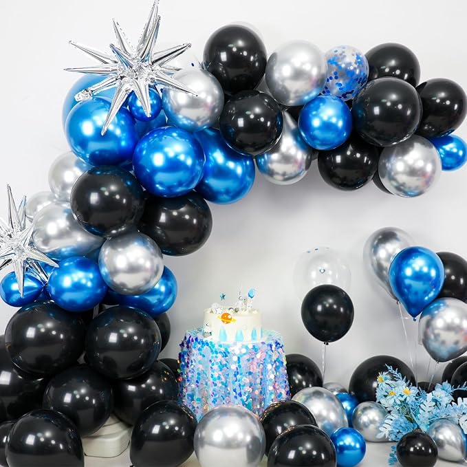 Blue Silver Black Balloon Arch Kit, Balloon Garland - Image 3