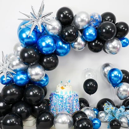 Blue Silver Black Balloon Arch Kit, Balloon Garland - Image 3