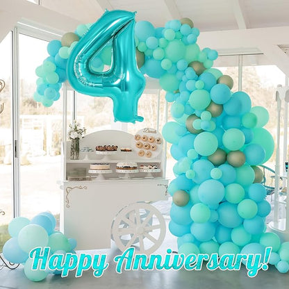 Teal Blue Number 4 Balloon, 40 Inch Big Large Foil Helium Number Balloons - Image 6