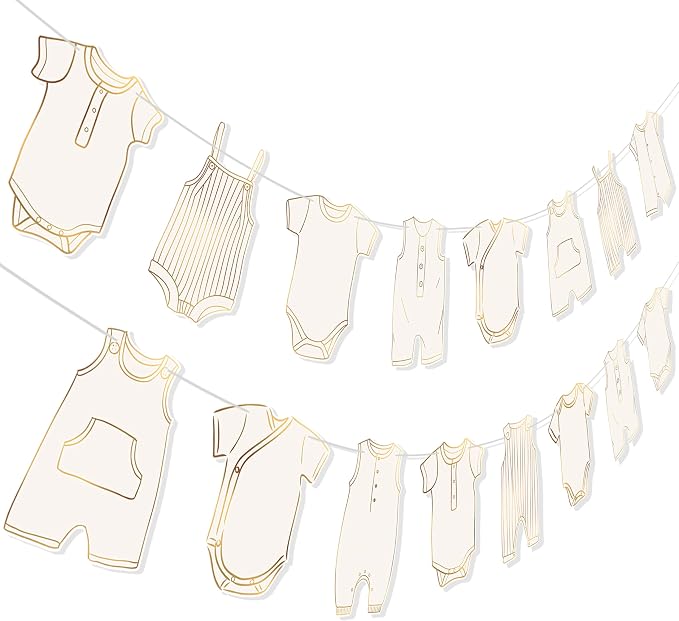Boho Neutral Baby Clothes Banner Garland 2pcs Pre-Assembled Bunting Banners - Image 2