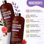 DEL SUR Hair Repair Shampoo and Conditioner Set | 16 fl oz Each | with Camellia Japonica, Amino Acids, Biotin & Argan Oil | Moisturizing Strength & Damage Repair for Dry, Damaged Hair