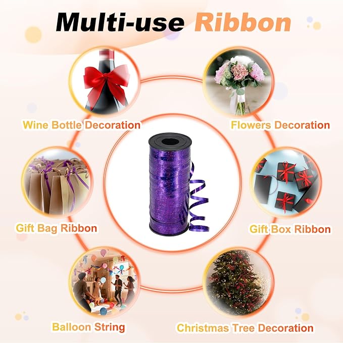 PATIKIL Glitter Curling Ribbon 100yds x 1/5" Plastic Balloon String Ribbon | - Image 6
