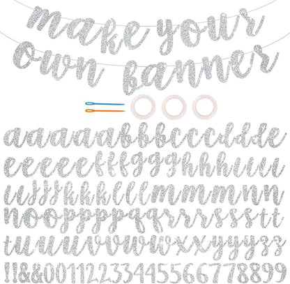 BEISHIDA Glitter Silver 116 PCS A-Z DIY Letter Banner Kit Make Your Own by Beishida