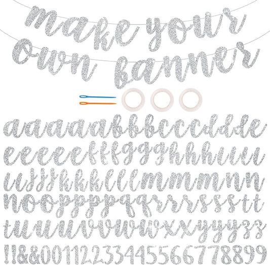 BEISHIDA Glitter Silver 116 PCS A-Z DIY Letter Banner Kit Make Your Own by Beishida