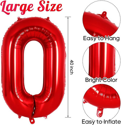 Red Number 0 Balloon 40 Inch, Big Large Foil Helium Number Balloons, Jumbo - Image 3