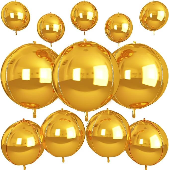 12Pcs Gold Round Foil Balloons, Metallic Gold Foil Balloon by vibzox