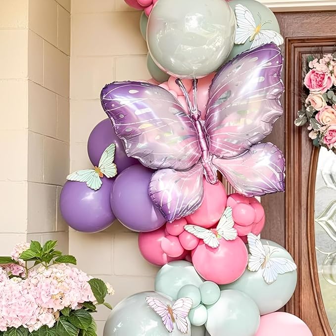 Purple Butterfly Balloons 4 Pieces - Image 4