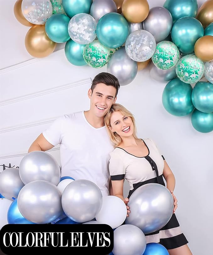12 Inch 100 Pcs Latex Metallic Chrome Balloons Helium Shiny Thicken Balloons - Image 6