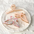 HAIMEIKANG 3 PCs Metal Acrylic Hair Bow Claw Clips - Strong Hold Non-Slip Large Gold Clips for Thick Hair