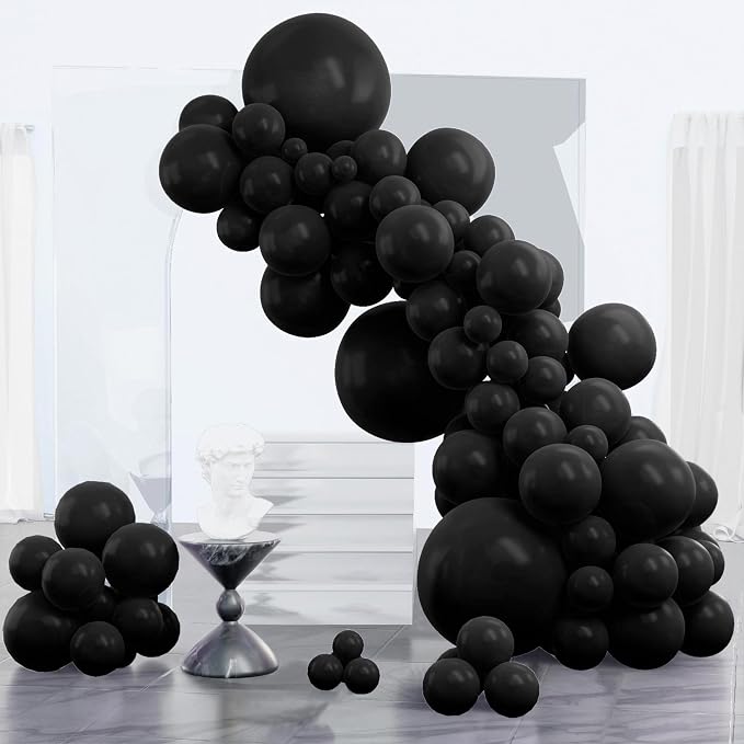PartyWoo Black Balloons 123pcs Different Sizes of 18 12 10 5 Inch | Balloons by PartyWoo