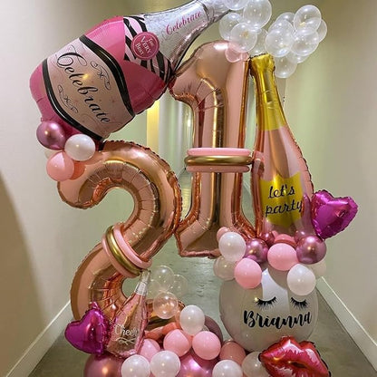 Rose Gold 12 Number Balloons, 40 Inch Big Giant Jumbo 12 or 21 Balloon Numbers - Image 2