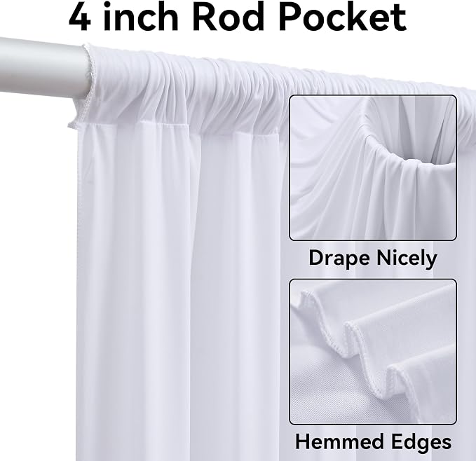 50ft x 14ft Wrinkle Free White Backdrop Curtains - Image 3