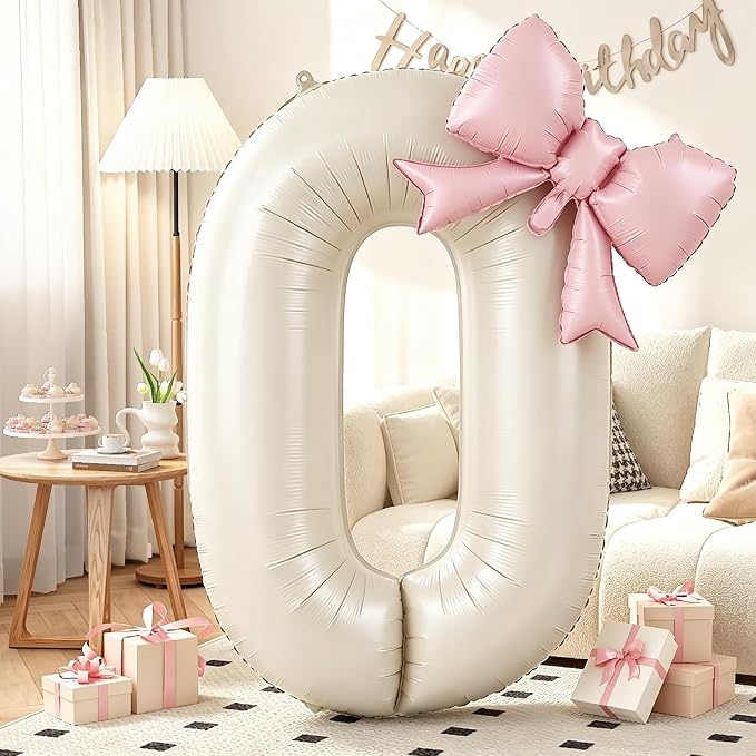 40 Inch Cream Number Balloons 0-9 by KYGNE