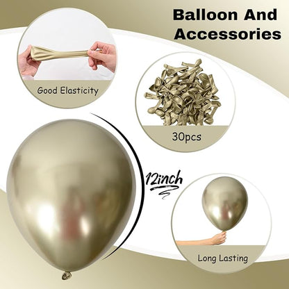 Jobkoo Metallic Gold Balloons, 12Inch Chrome Light Gold Balloons 30Pcs - Image 2