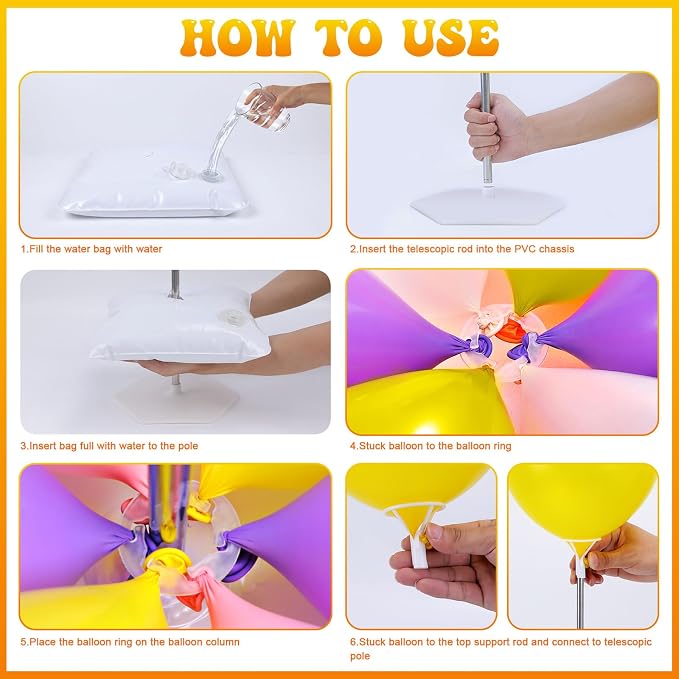 IDAODAN 2 Set Balloon Column Kit and Balloon Pump Electric, Balloon Column Stand - Image 4
