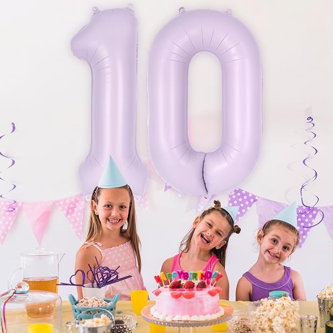Light Purple Number 0 Balloon, 40 Inch Big Large Foil Helium Number Balloons - Image 4