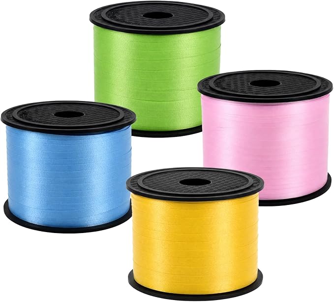 TONIFUL Yellow Pink Green Blue Curling Ribbon Balloon String Gift Wrapping | by TONIFUL