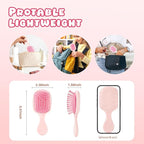Mini Hair Bursh for Women and Girls, Protable Travel Size Hair Brush for Pockets Purses, Mini Detangler Brush for All Hair Types, Small Paddle Brush for Detangling(Pink)