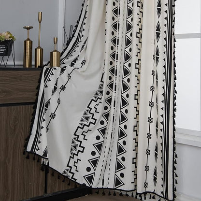 Sutuo Home Black and White Boho Curtain 84 Inches Length by SutuoHome