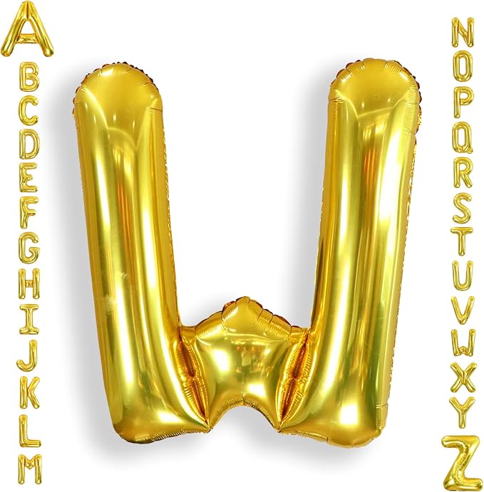 AULE 40 Inch Gold W Balloon Letter Foil A-Z Birthday Big Alphabet | Birthday by AULE
