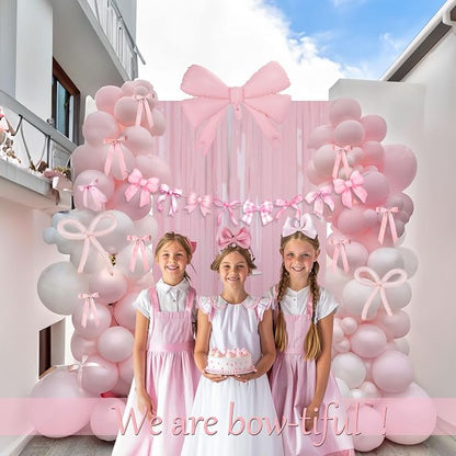 Pink White Bow Birthday Decorations - Image 2