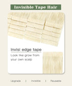 SURNEL Injected Tape in Hair Extensions Human Hair 22 Inch Platinum Blonde Upgraded Seamless Remy Invisible Tape in Extensions 20 Pcs 50g(#60,22)
