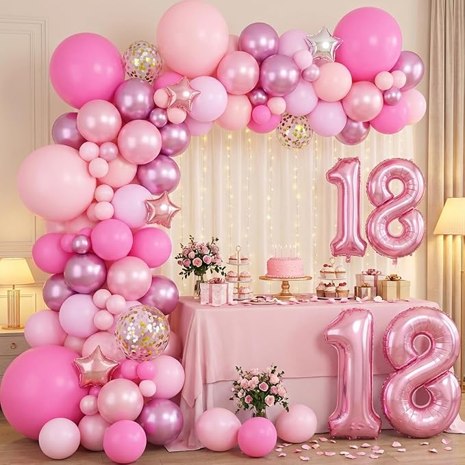 RUBFAC Pink Balloons Set, Metallic Pearl Pastel Light Pink Party Balloons 12 - Image 5