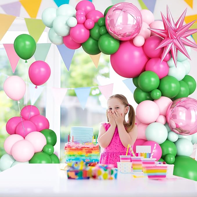 Pink Green Balloon Arch Garland Kit - Image 5