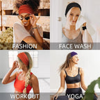 Huachi Wide Headbands for Women Non Slip, Thick Womens Headbands Boho Elastic Hair Bands for Women's Hair, Stretchy Sweat Headband for Workout Running Working