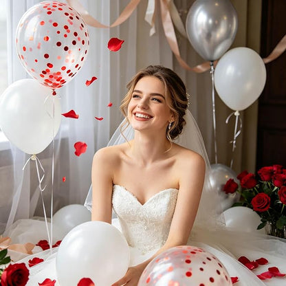100pcs Red Confetti Balloons 12 Inch Clear Latex Balloon - Image 4