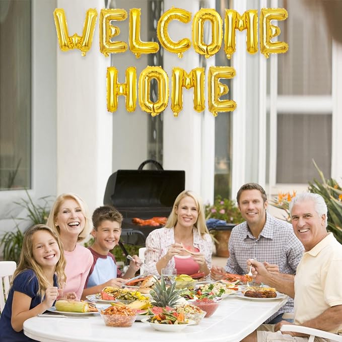 2 Set 22Pcs Gold WELCOME HOME Letter Balloons 16in Balloon Foil Letter - Image 6