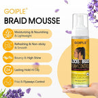 Braid Foam Control Mousse Braiding Mousse No-Water Braid Shampoo for Braids, Twist, Locs - Hair Foaming No Flake Extra Hold - Rinse-Free Dreadlock Shampoo for Build-Up, Odor, Itch & Flakes(2PCS)