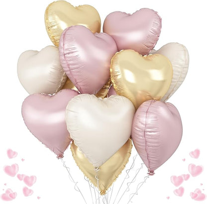 Dusty Pink Cream Heart Balloons by TAOYE