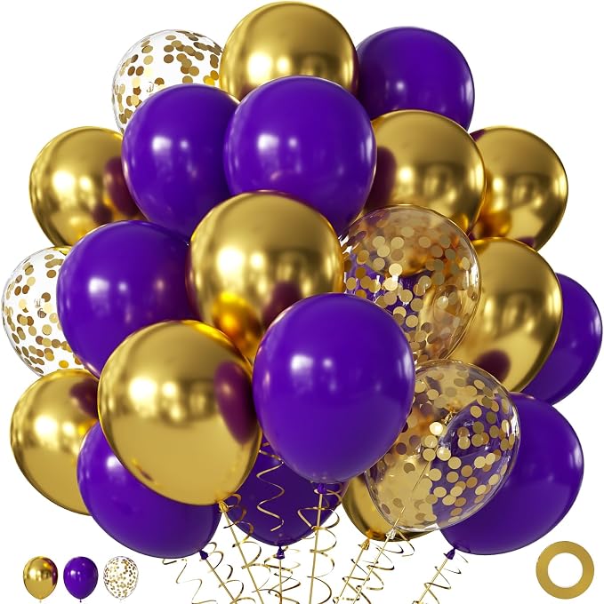 Purple and Gold Balloons for Graduation Birthday Party Decorations | 60Pcs by JOYFLOAT