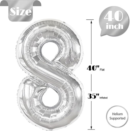 Sliver Number 8 Balloon 40 Inch - Image 5