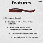 Handmade Wide Tooth Mustache Beard Comb - Swiss Craftsmanship, Tortoise Havana Acetate, Thick Coarse Hair, Pocket Sized, Facial Hair Grooming, Beard Straightener, Growth Care, Styling, Wet Comb