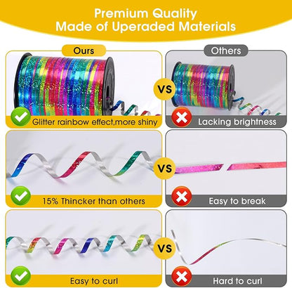 500 Yard Rainbow Ribbon Curling, Balloon Ribbon-Balloon String, Shiny Metallic - Image 4