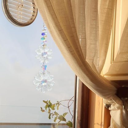 Crystal Flower Suncatcher Hanging Ornament, Rainbow Maker Window Sun Catcher - Image 3