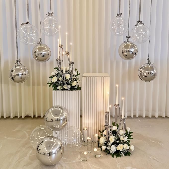 8 Pcs Silver Balloons and Clear Round Foil Balloons 22 In Transparent Balloon - Image 6