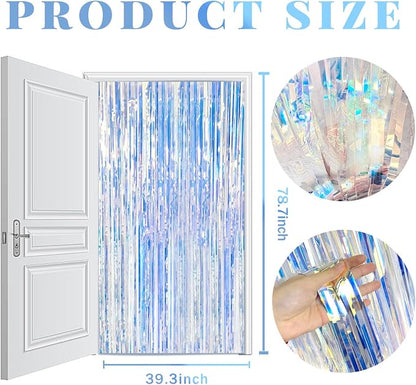 5 Pack Foil Curtain Backdrop Iridescent Metallic Tinsel Foil Fringe Curtains - Image 7