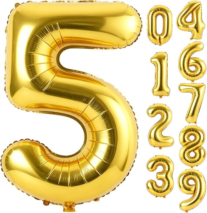 40 Inch Gold Number 5 Foil Balloon by Unknown