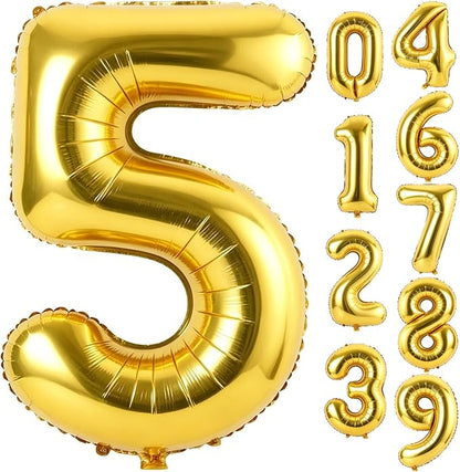 40 Inch Gold Number 5 Foil Balloon by Unknown